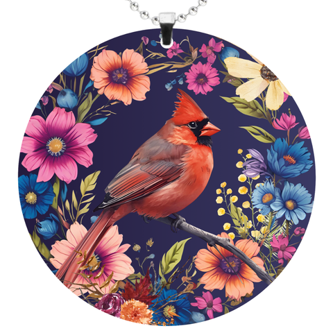(Floral) Cardinal Rearview Mirror Ornament