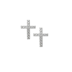 925 Sterling Silver Petite Diamond Cross Earrings