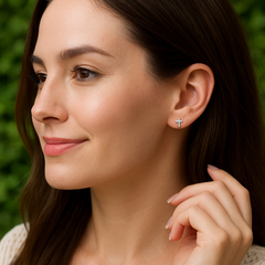925 Sterling Silver Petite Diamond Cross Earrings