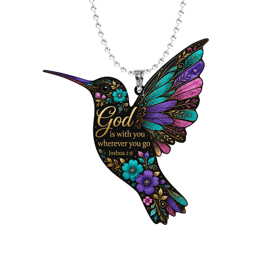 God Is With You Hummingbird Rearview Mirror Ornament