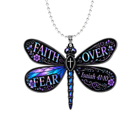 Faith over Fear Dragonfly Rearview Mirror Ornament (Ships on or around 8-31-26)