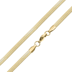 Stainless Steel Herringbone Chain Necklace - Gold