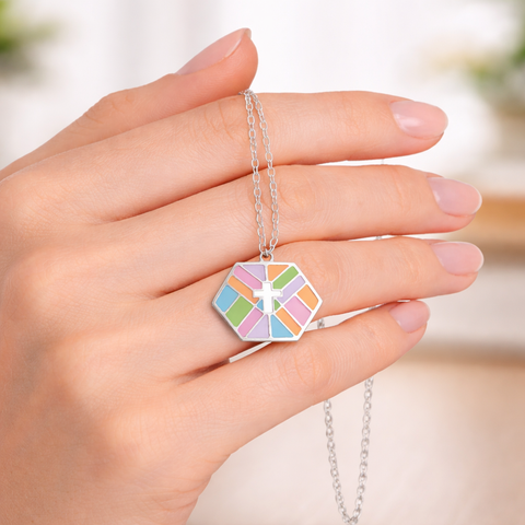 Multi-Color Hexagon Enamel Necklace
