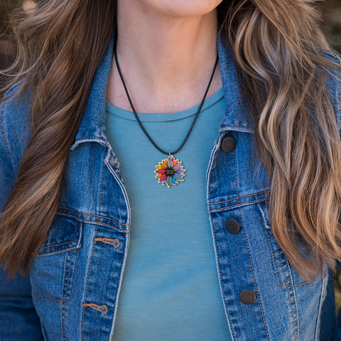 Identity Flower Necklace w/ Black Vegan Leather Rope