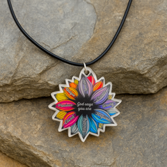 Identity Flower Necklace w/ Black Vegan Leather Rope