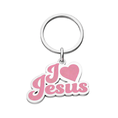Pink I Love Jesus Enamel Key Chain