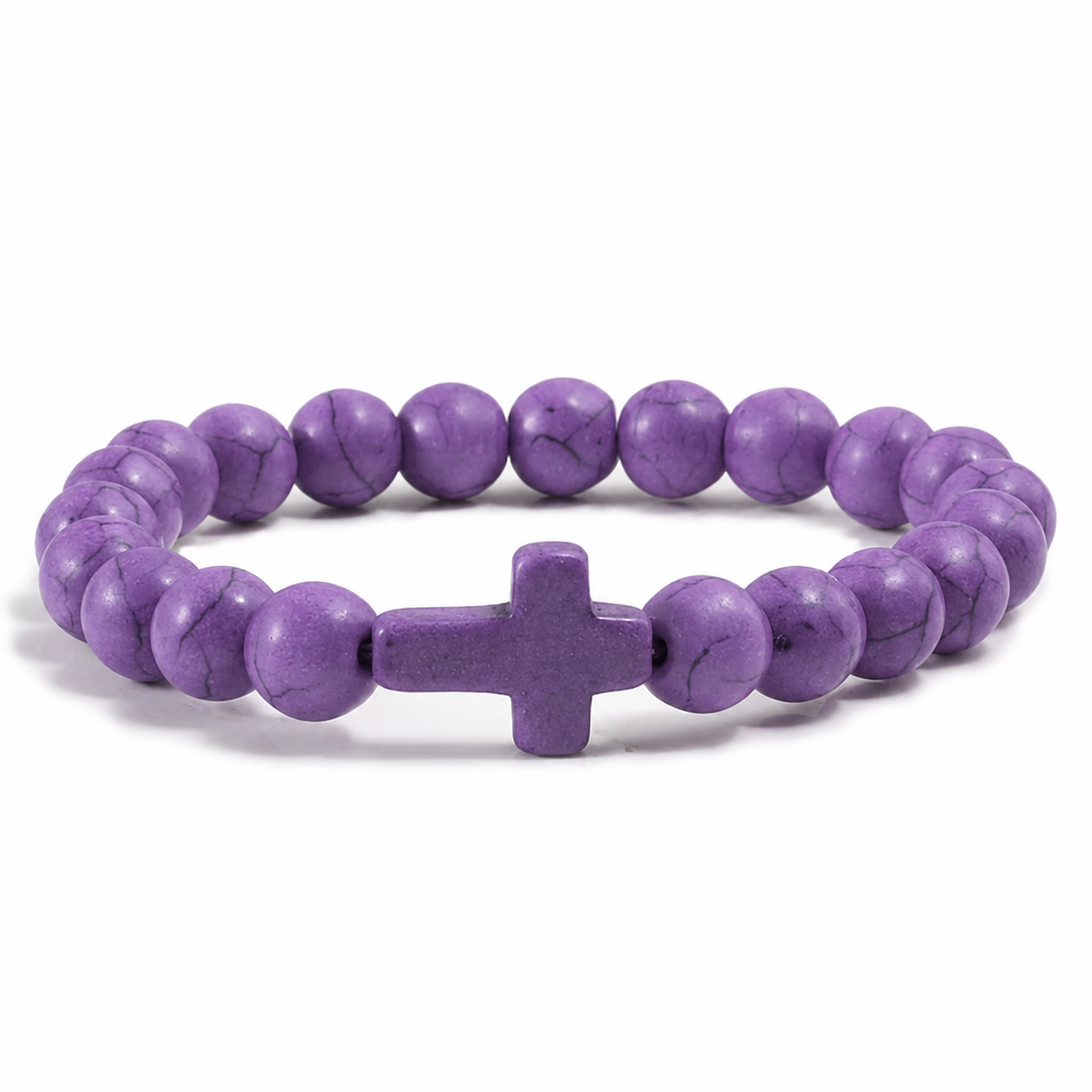 Stone Cross Bracelet - Purple