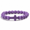 Image of Stone Cross Bracelet - Purple (Ships on or around 8-31-26)