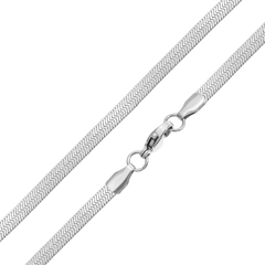 Stainless Steel Herringbone Chain Necklace - Silver