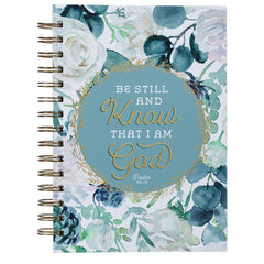 Be Still and Know Teal Floral Wirebound Journal - Psalm 46:10