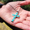 Image of 925 Sterling Silver Turquoise Cross Necklace