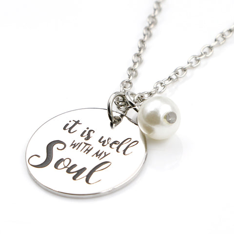 It Is Well Necklace (Pearl)