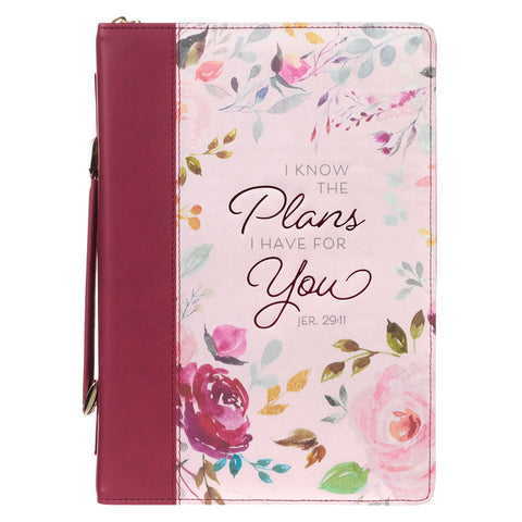 The Plans I Have for You Plum Floral Faux Leather Fashion Bible Cover - Jeremiah 29:11