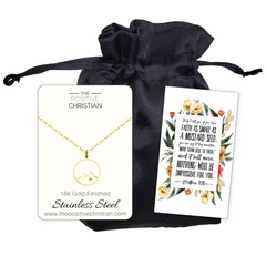 (Gold) Mustard Seed Mountain Necklace + Satin Bag
