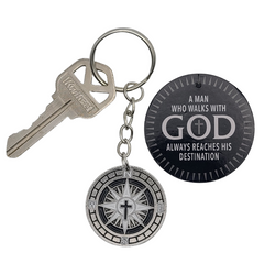 Walk with God Compass Key Chain w/ Card