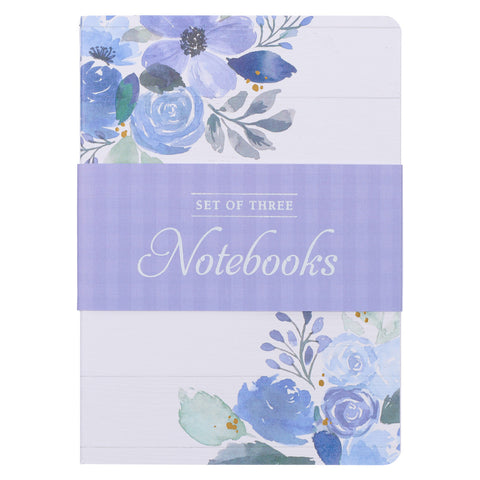 Strength Blue Floral Large Notebook Set -Psalm 28:7