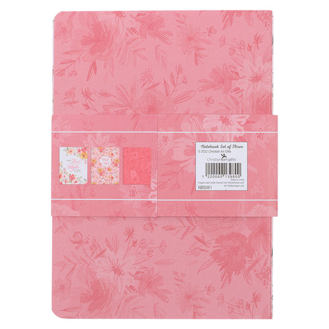 Walk by Faith Berry Pink Floral Large Notebook Set - 2 Corinthians 5:7