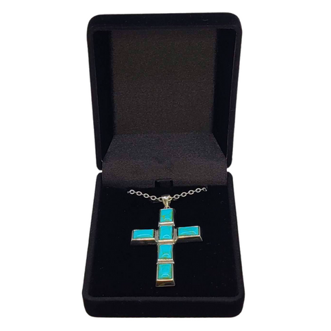 925 Sterling Silver Turquoise Cross Necklace