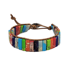 (Gift-wrapped) The Promise Bracelet (Leather + Natural Stones)