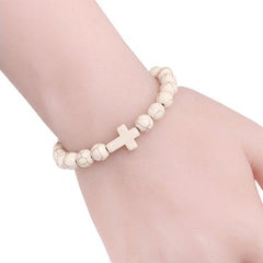 Stone Cross Bracelet - Cream