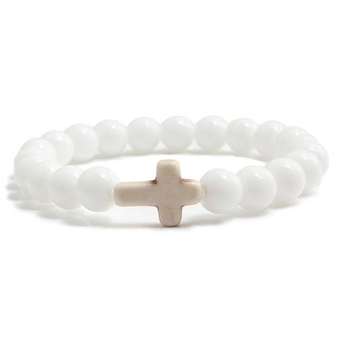 Stone Cross Bracelet - Porcelain White