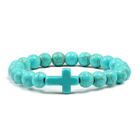 Stone Cross Bracelet - Turquoise