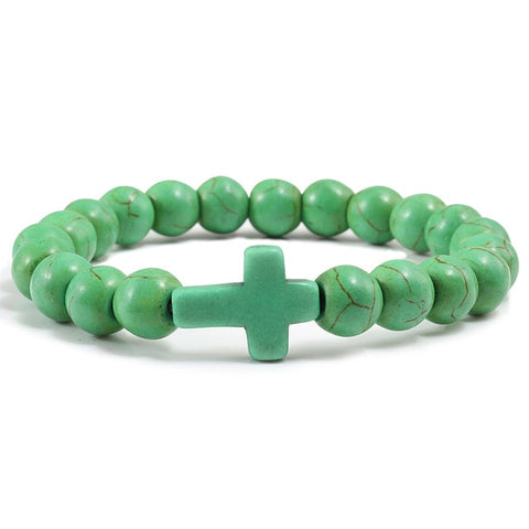 Stone Cross Bracelet - Green